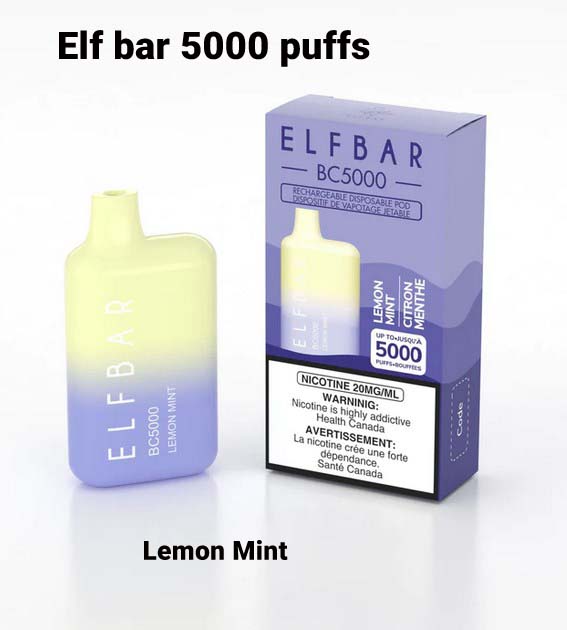 Elf Bar Lemon Mint 5000 Puffs Disposable Vape