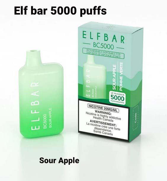 Elf Bar Sour Apple 5000 Puffs Disposable Vape