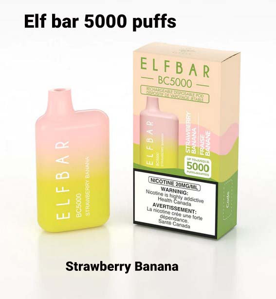 Elf Bar Strawberry Banana 5000 Puffs Disposable Vape